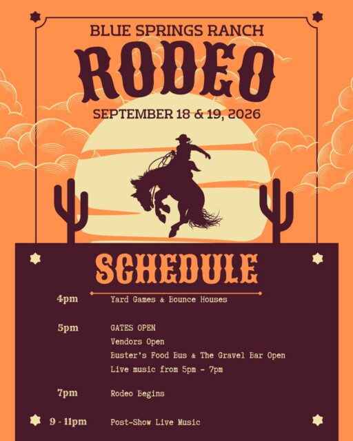 The countdown is ON🔥
A weekend full of camping fun during the day, and all the rodeo action at night!
Buster's will be serving up some hot, fresh pulled pork! And The Gravel Bar is slinging drinks aalll night long. Trust us... you don't wanna miss it😉
And don't forget.. Book a two night Rodeo Weekend package for September 18-20, and everyone in your group will receive 50% off a 5-Mile float trip!🤠
https://rodeo.vacationbsr.com/